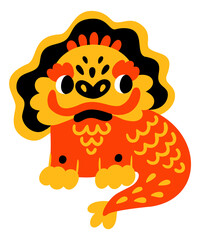 Chinese lion. Asian decorative fortune animal icon
