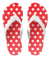 Beach flip flops with red pattern. Realistic mockup