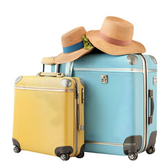 Summer Vacation  Packed Suitcases  Straw Hats  Travel Ready