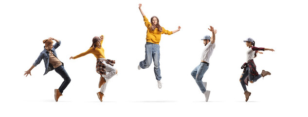 Group of young dancers performing a dance choreography
