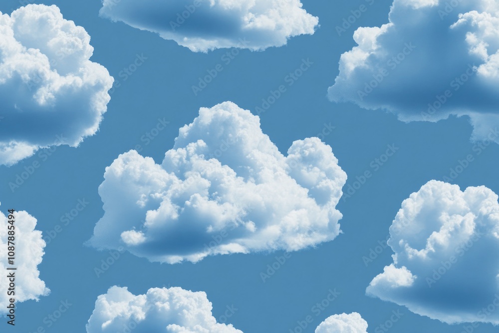 Poster a picture of a bunch of clouds floating in the sky, great for use as a background or to represent we