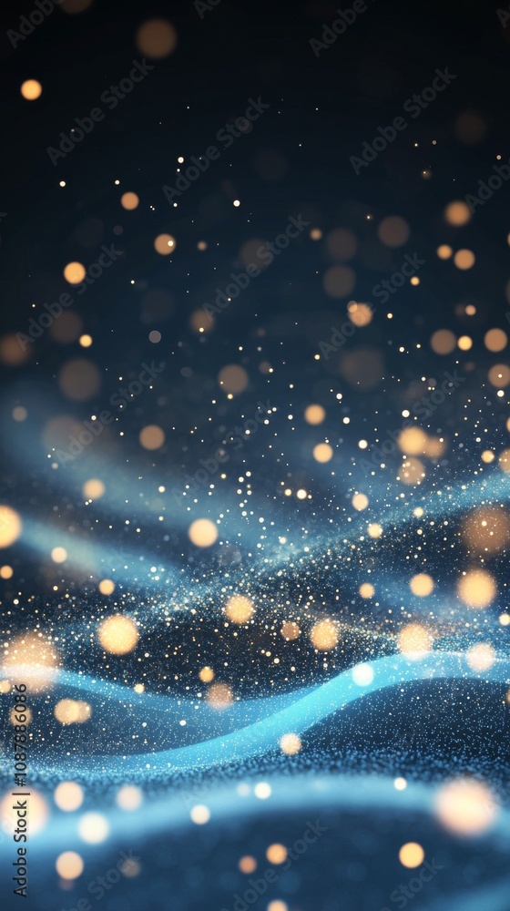 Poster a mesmerizing display of shimmering particles over a blue background creates a magical atmosphere