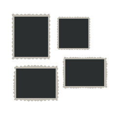 Blank photo card frame, film set. Retro vintage photography. Template or mockup for design. Vintage Photographs