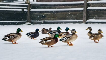 ducks in the snow