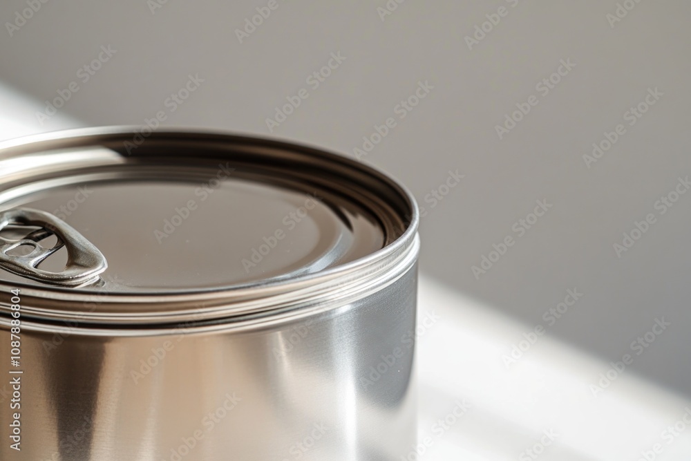 Poster a close-up view of a metal can's lid, ideal for use in product photography or as a texture