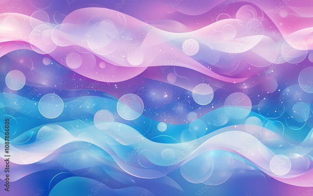 Poster colorful abstract waves with bubbles creating a serene background for creative projects and digital 