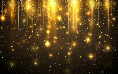 Naklejka premium Golden sparkling lights create a magical atmosphere for celebrations during nighttime events
