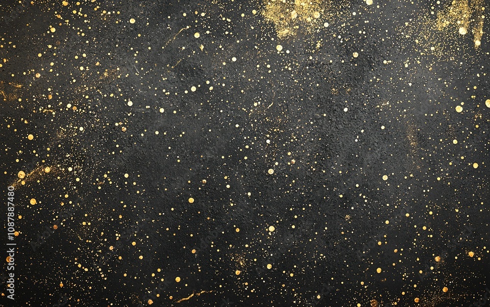 Aufkleber dark background with golden splatter creating an artistic texture for design purposes