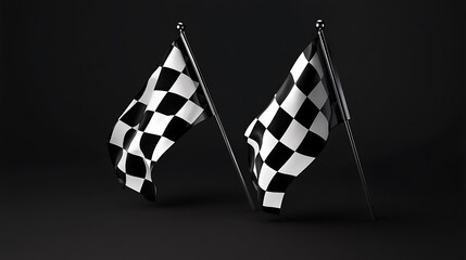 Realistic race checkered flag in dynamic flat design style picture