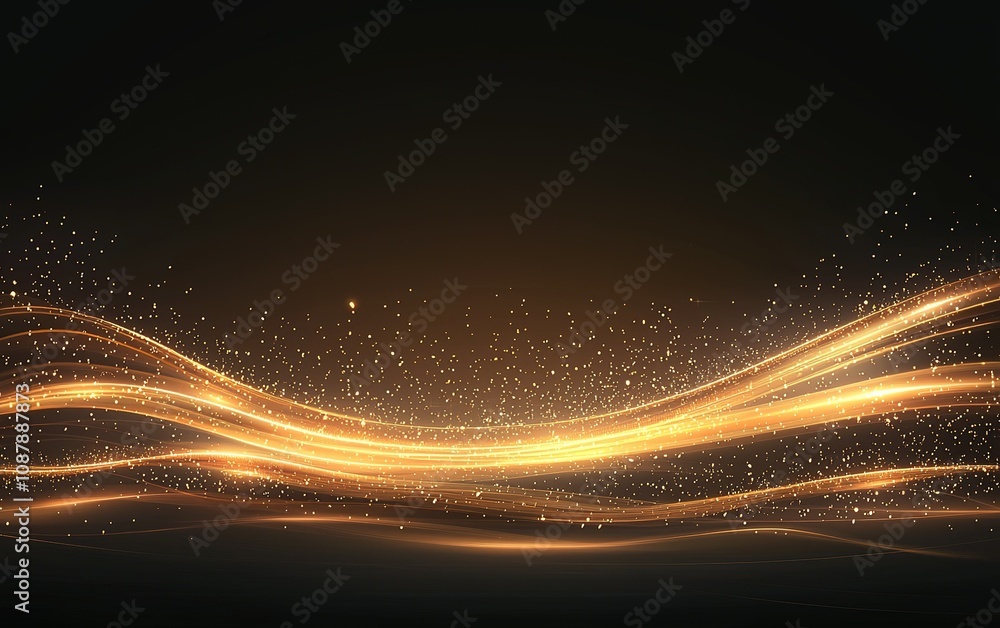 Poster Dynamic golden light waves creating an abstract background for digital design projects