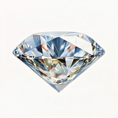 A sparkling diamond with precise, intricate facets reflects light beautifully in a controlled studio environment during daylight hours

