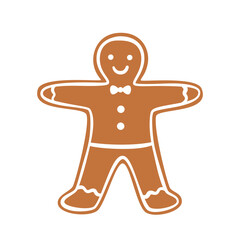 Christmas gingerbread man cookie. Holiday xmas biscuit. Flat vector illustration isolated on white background