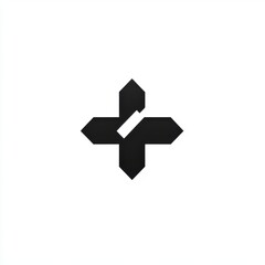 Obraz premium A stylish black logo featuring a cross, symbolizing health and care, on a clean white background.