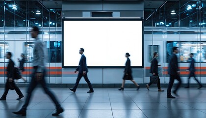 Urban Transportation Hub with Blank Billboard, Perfect for Advertising, Technology, and Modern Design Concepts