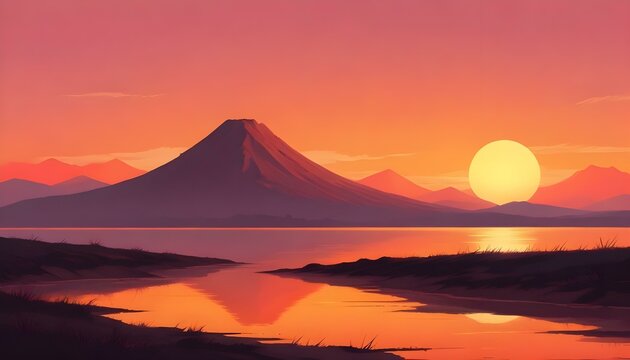 Atardecer Minimalista Una mezcla de tonos cálidos como naranja, amarillo y rosa difuminados en un degradado suave