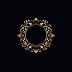 Elegant golden frame with ornate floral designs on a black background, perfect for showcasing artwork.