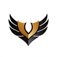 Fototapeta premium Stylized logo design featuring a golden and black wing motif, embodying elegance and strength.