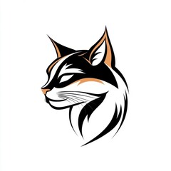 Obraz premium A striking illustration of a calico cat's head, showcasing its distinctive colors and elegant features.