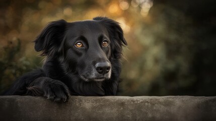Majestic black dog portrait with soft lighting pet photography animal loyalty loyal pet look