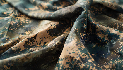 Texture of camouflage fabric as background, top view