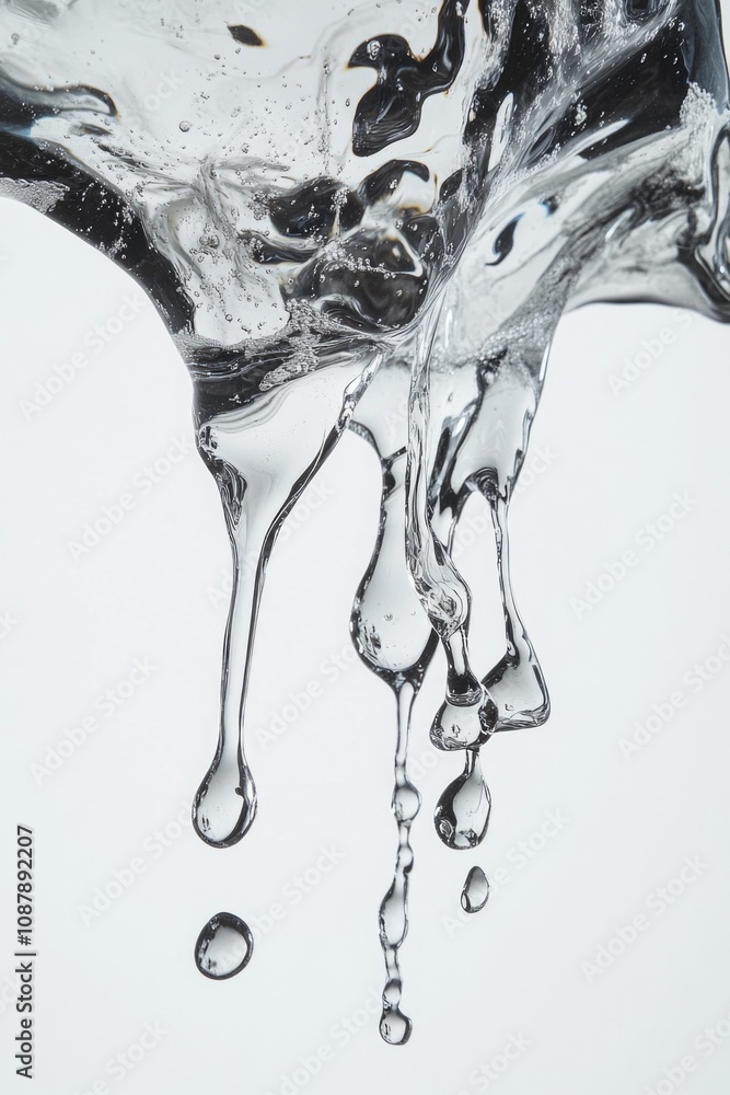 Poster a close-up shot of water dripping from a faucet, great for use in still life or abstract art composi