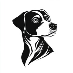 Fototapeta premium A stylized black and white illustration of a dog's head, showcasing elegant lines and expressive eyes.