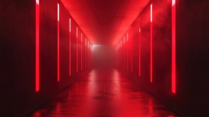 Crimson Corridor: A Digital Exploration of Light and Shadow