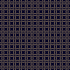 Simple golden abstract geometric seamless pattern. Black and gold minimal vector texture with small rounded shapes in regular grid, squares, pillows. Minimalist geo background. Repeated luxury design