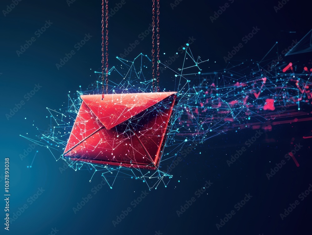 Aufkleber abstract representation of a digital envelope with geometric network elements for concepts of commun