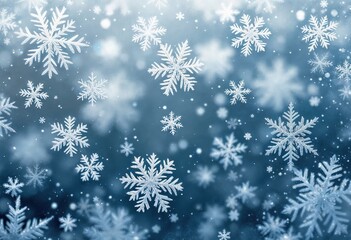 Snowflakes falling on a blue background creating a winter wonderland