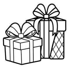 Set of gift box with bow 