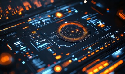 Obraz premium Digital Interface: A Futuristic Visualization of Data and Technology