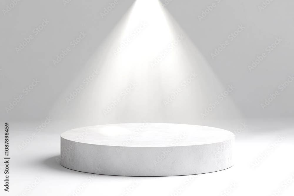 Poster a white pedestal with a warm glow emanating from within