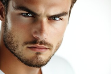 Fototapeta premium A close-up shot of a man's face with a long beard, great for use in editorial or commercial contexts