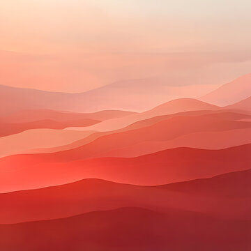 Vibrant Sunset Coral Abstract Landscape - Energizing Color Palette for Joy and Self-Care