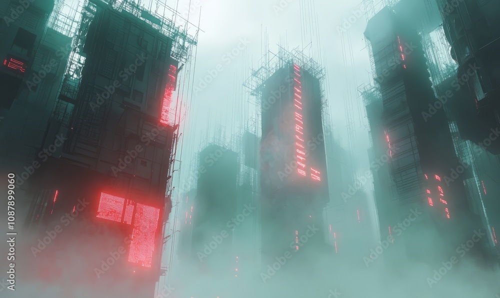 Aufkleber cyber layers in foreboding fog