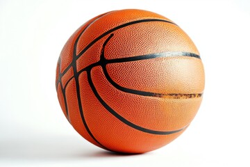 Fototapeta premium Close-up view of a basketball ball on a white surface