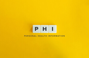 Personal Health Information (PHI). Block Letter Tiles on Flat Background. Minimalist Aesthetics.