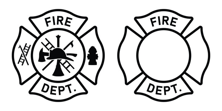 Firefighter maltese cross badge icon. Clipart image isolated on white background.