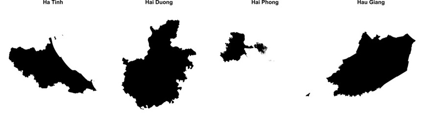 Ha Tinh, Hai Duong, Hai Phong, Hau Giang outline maps