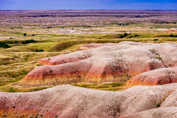 Rugged multi color canyons of Badlands National Park near Wall South Dakota
