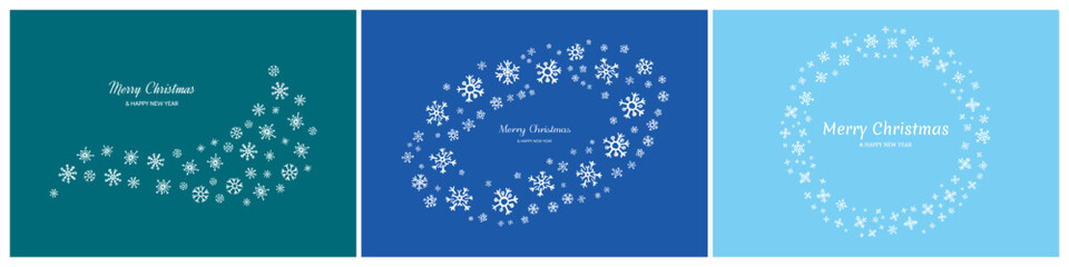 Set of Merry Christmas backgrounds with snowflakes