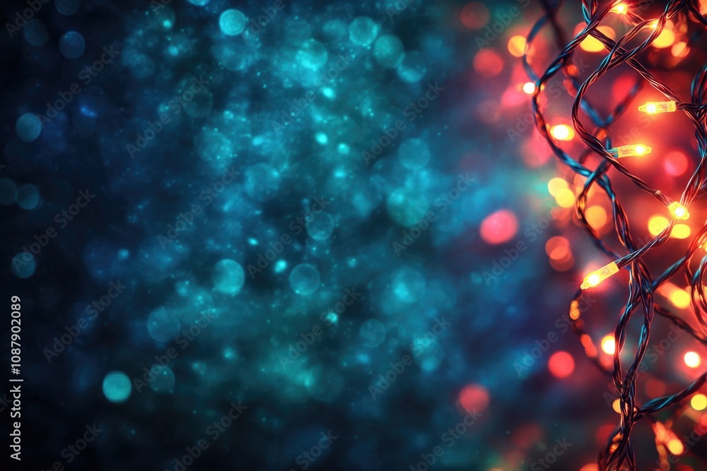 Poster A detailed view of a colorful string of lights