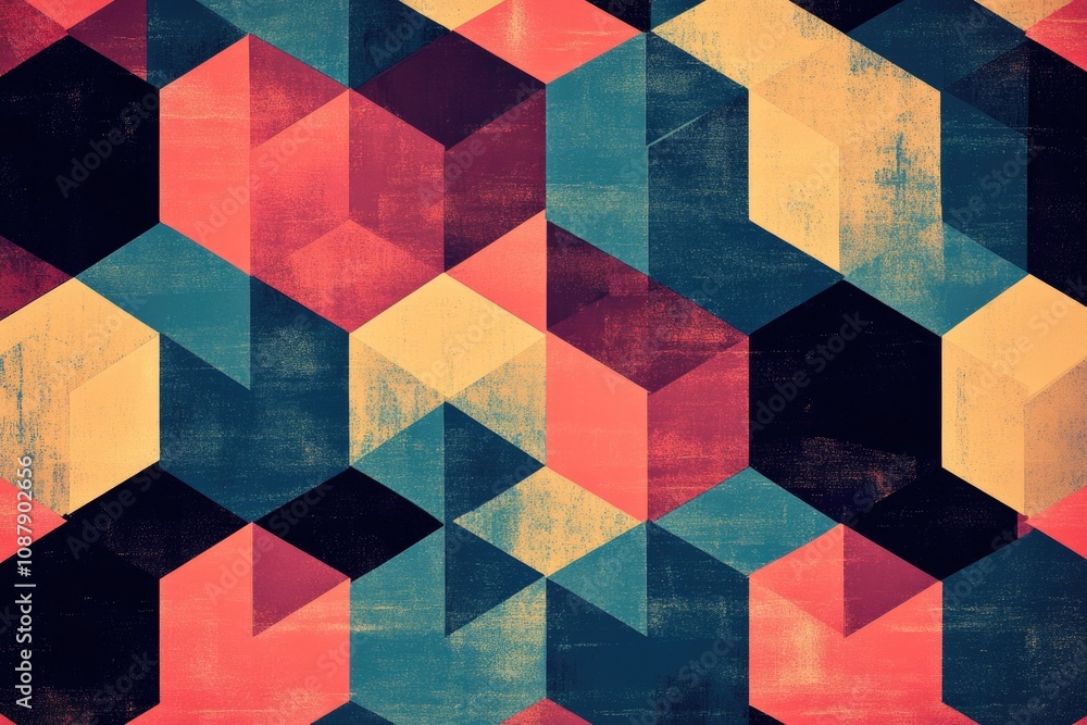 Poster A vibrant image featuring variously sized squares and rectangles on a bright colored background