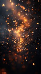 Golden bokeh effect creates a magical atmosphere on a dark bronze background, ideal for festive and celebratory designs