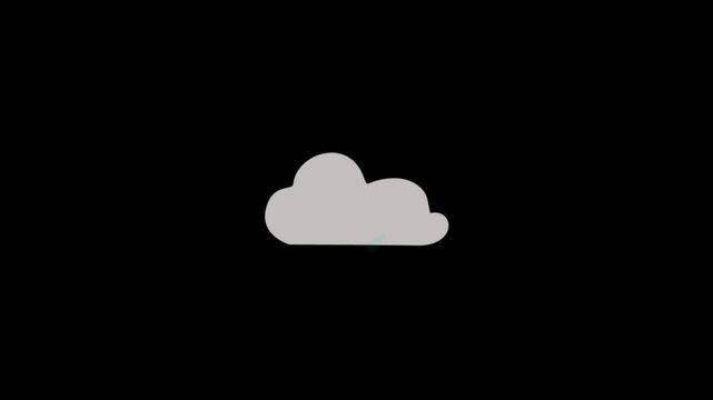 4k Animated weather drops of rain from clouds icons animation Looped on the black background, cloud rain falling animated icon on the green screen background