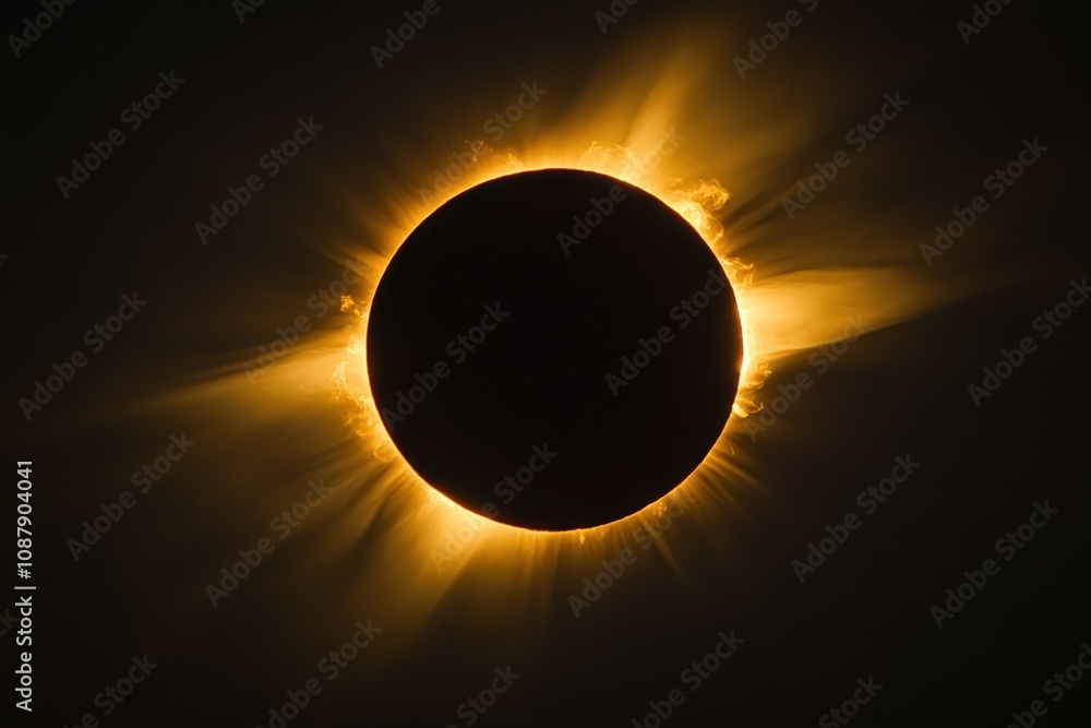 Poster a total solar eclipse, a celestial phenomenon where the moon completely blocks the sun, creating a r