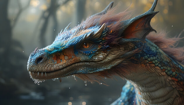 Blue Dragon Head Close Up