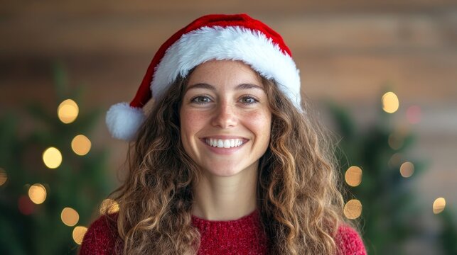 Portrait of a happy dietitian in Santa hat healthy holiday tips Christmas wellness spirit