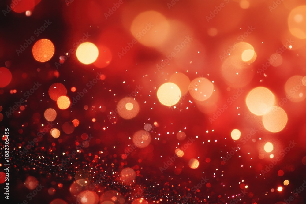 Poster a dark background lit up with many lights, featuring a red and black color scheme